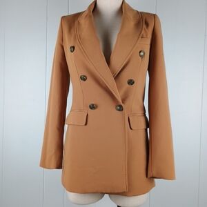 Women's Tan Double-Breasted Jacket